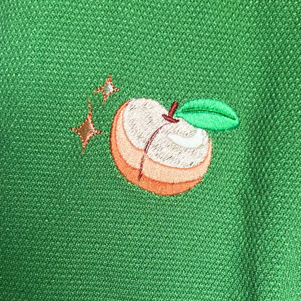Unique Vintage Green Sweater w/ Jewel Buttons and Peach Embroidery - Picture 4 of 6